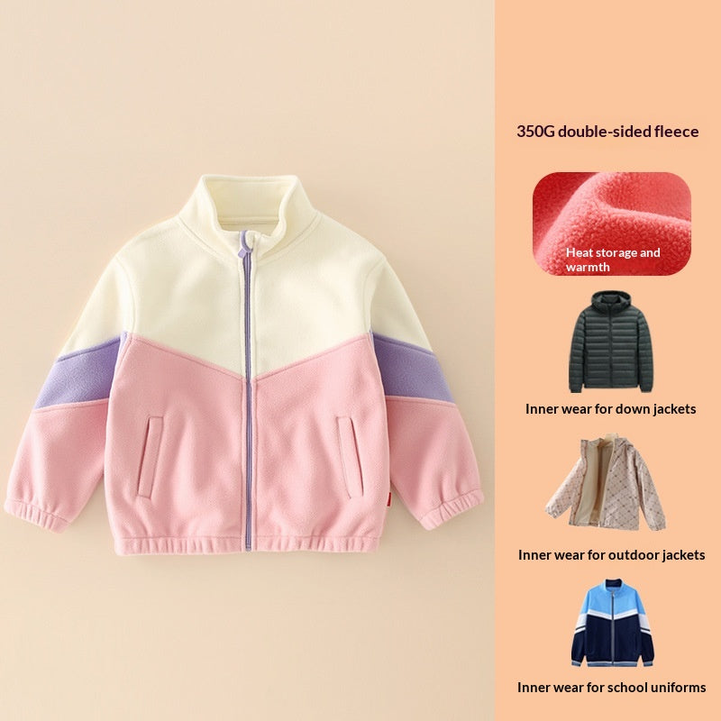 Enfants Filles doublées d'une polaire Sweatshirt Cardigan pour printemps