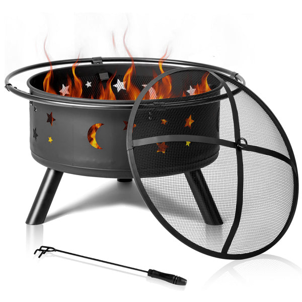 30IN Plaque de feu en métal noir