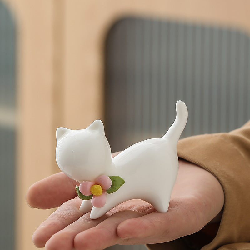 Ustensiles de cérémonie de thé pour animaux de compagnie en céramique Kitten