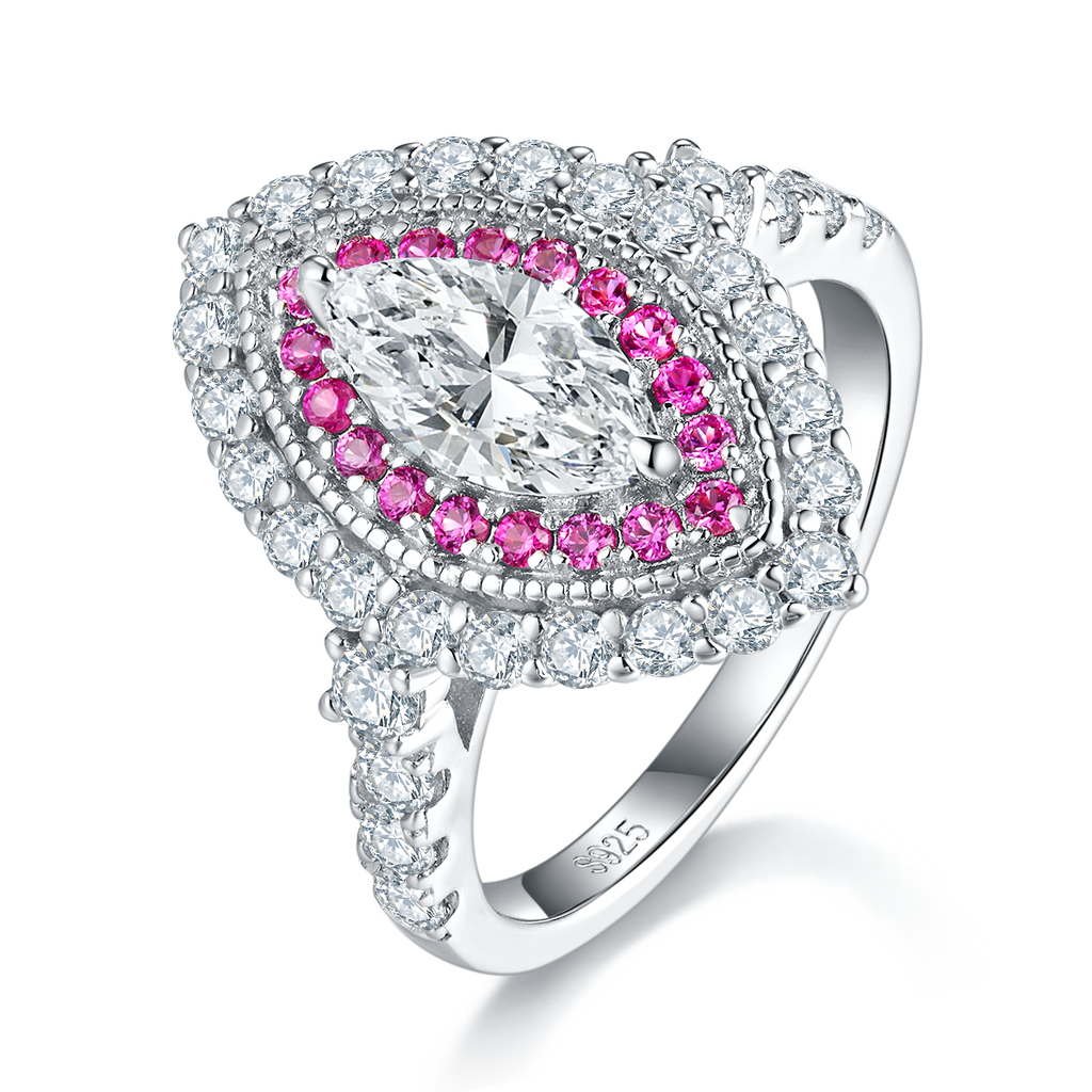 S925 Sterling Silver Marquise Moissanite Ring