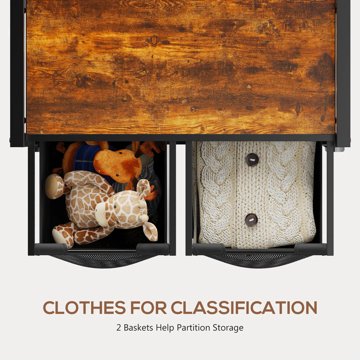 Armoire à linge avec 3 sacs amovibles de blanchisserie