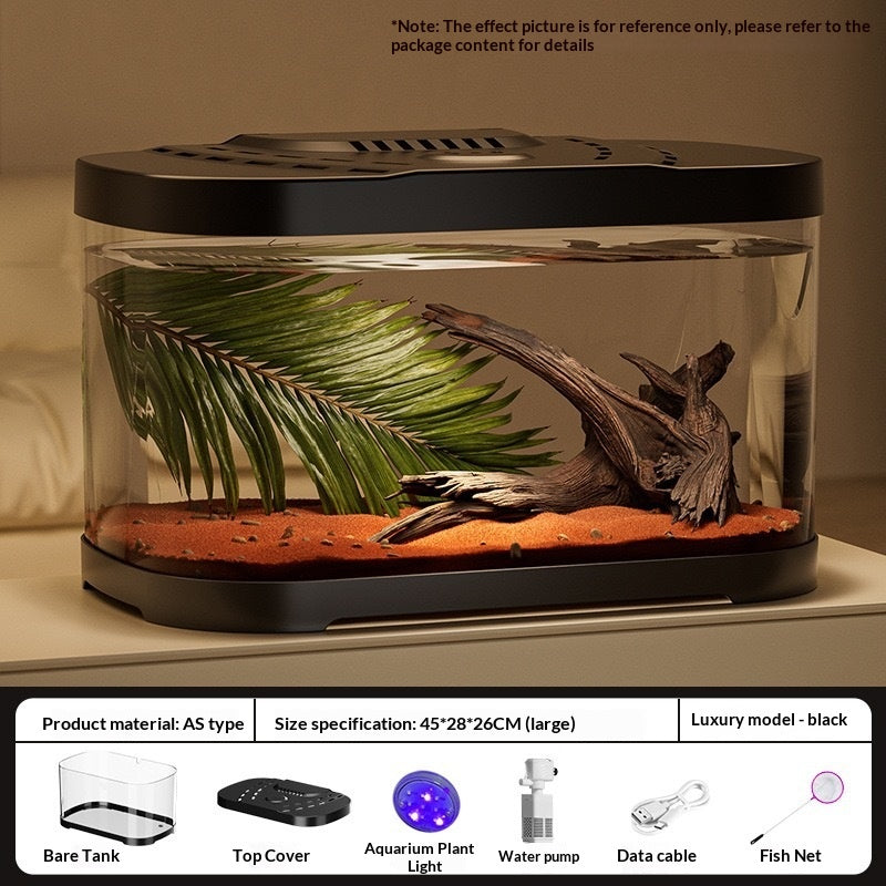 Réservoir en plastique transparent Aquarium Terrarium Décoration Bureau Réservoir ornemental Pet Sup