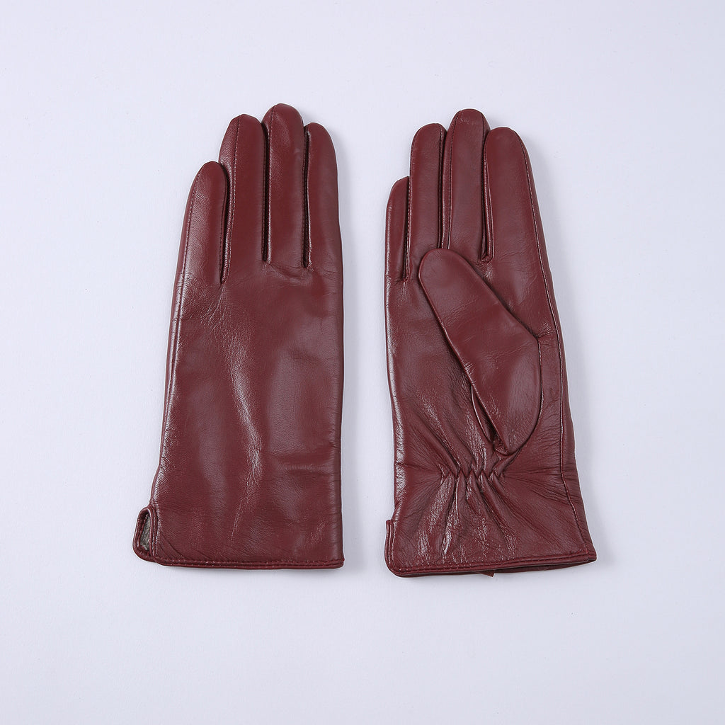 Gants en cuir thermique à couleurs solides pour femmes