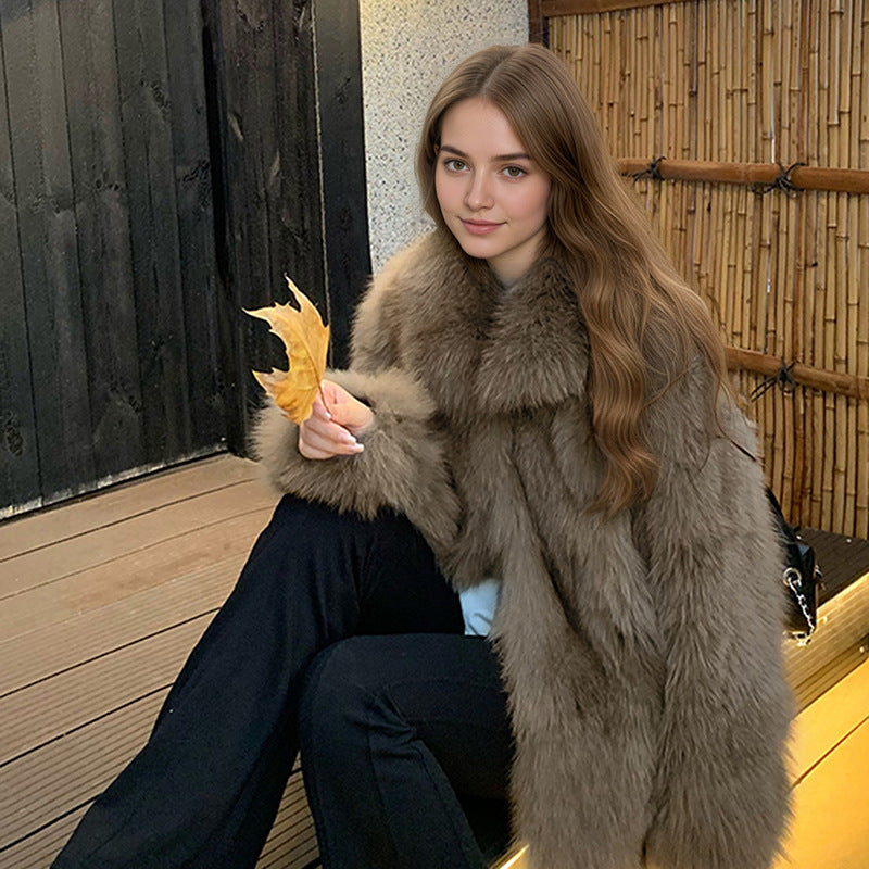 Manteau de style fourrure Fox Eco Friendly Faux Fur Overcoat