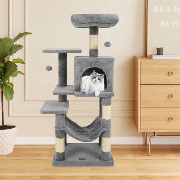 Arbre de chat multi-niveaux de 44" avec perche de dessus spacieuse