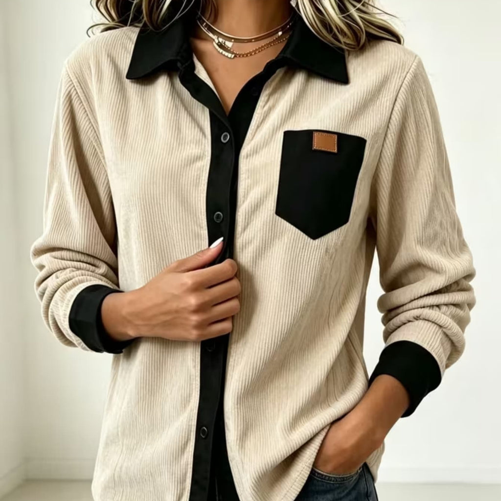 Chemise à manches longues à boutons côtelés
