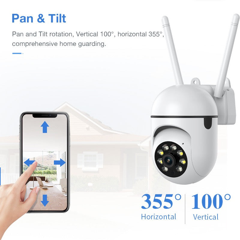 Caméra de sécurité PTZ Wi-Fi extérieure 1080P