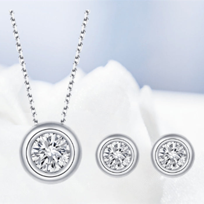 Ronde Pie Forme S925 Argent Sterling Incrusté Moissanite Ensemble de bijoux