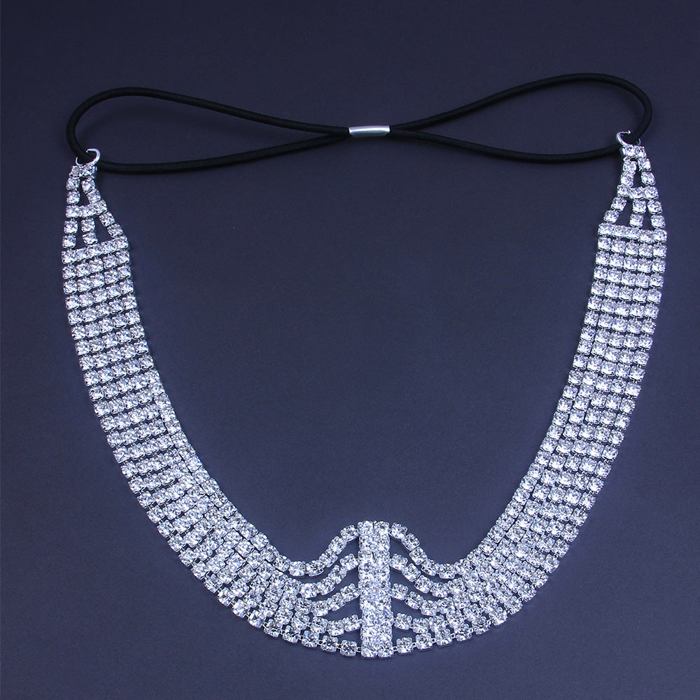 Flash Diamond Strass Elastic Headband Accessoires capillaires Cinq rangées de diamants
