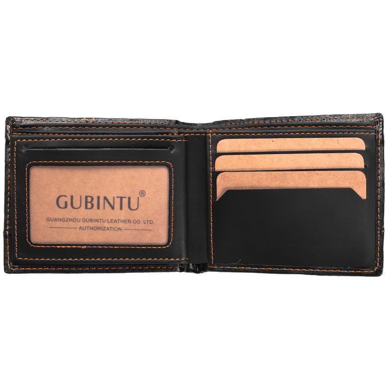 Portefeuille en cuir court et simple pour hommes