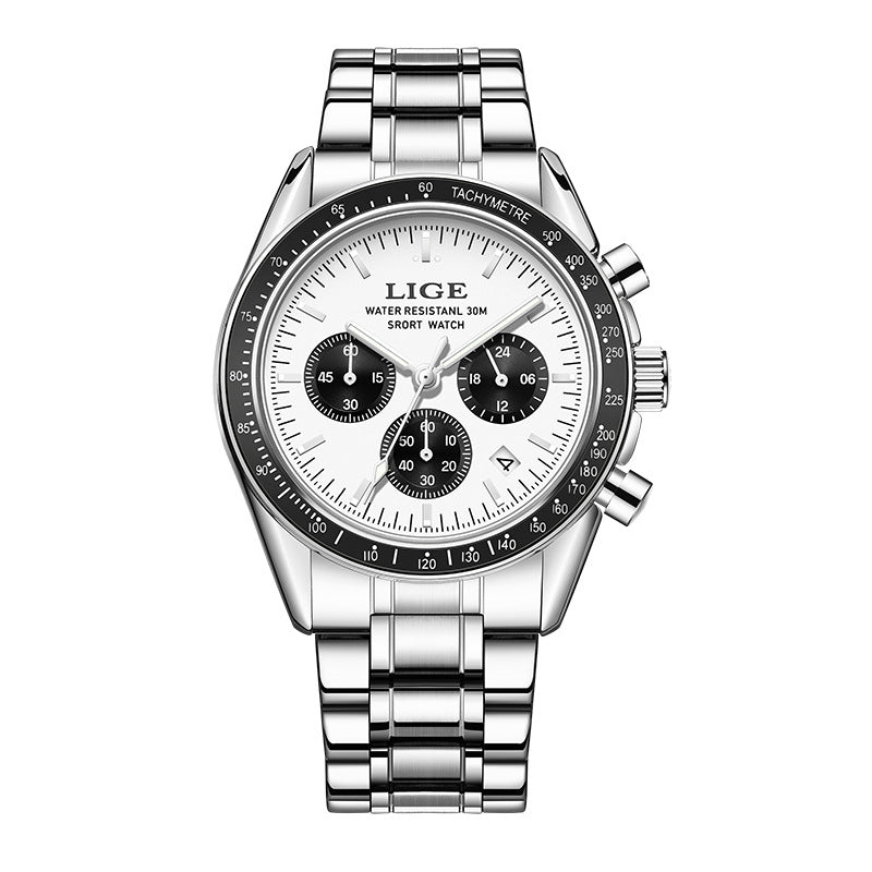 Hommes Multifonctionnel Imperméable Calendrier Lumineux Quartz Montre