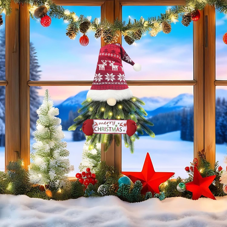 Glowing Père Noël Wreath pour la porte avant éclairée Père Noël Decor de porte avec Merry Ch