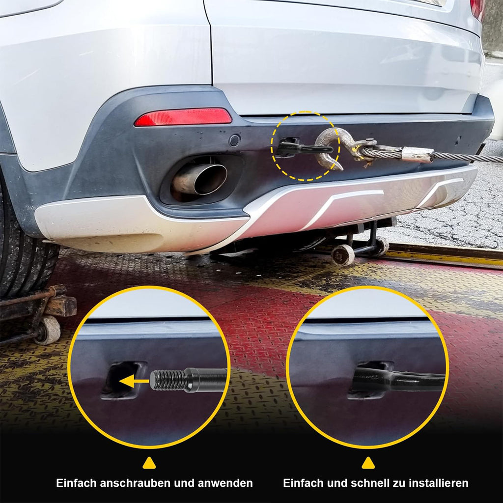 195mm voiture Bumper remorquage oeil crochet fileté secours récupération remorque anneau noir