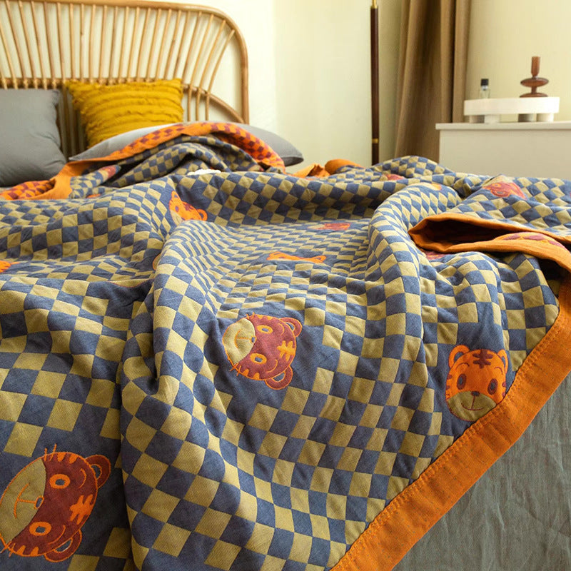 Pure Cotton Light Luxury Fil de trois couches Multi-fonctionnel Couverture Cotton Summer Qui
