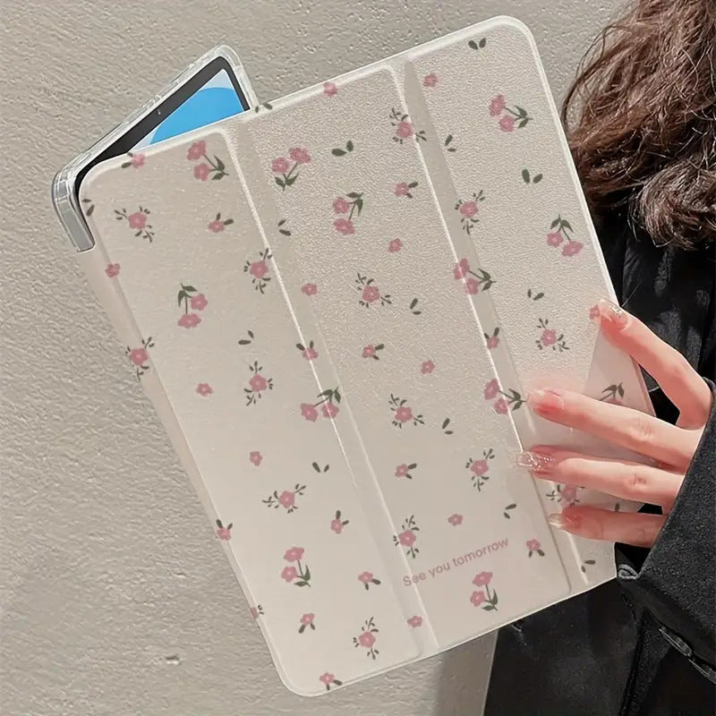 Étui de protection triple feuillet floral transparent