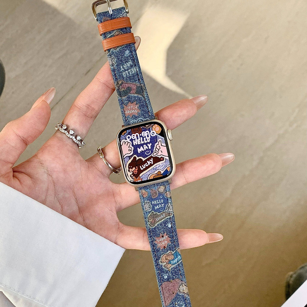 Bracelet de montre denim de dessin animé pour Smartwatches Bracelet IWatch