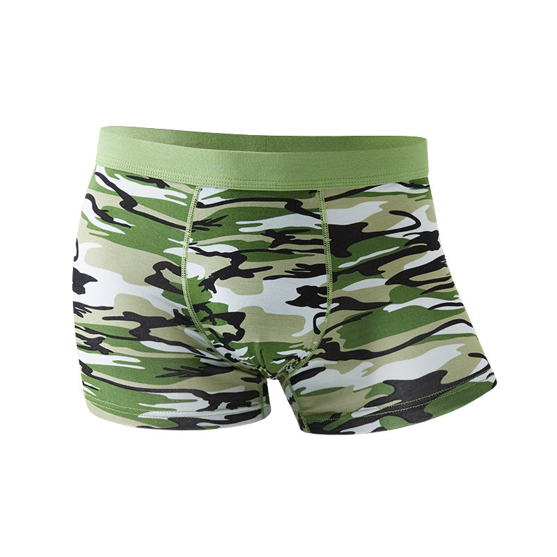 Sous-vêtements pour hommes Camouflage Boxers respirants modaux Boxers imprimés de taille moyenne
