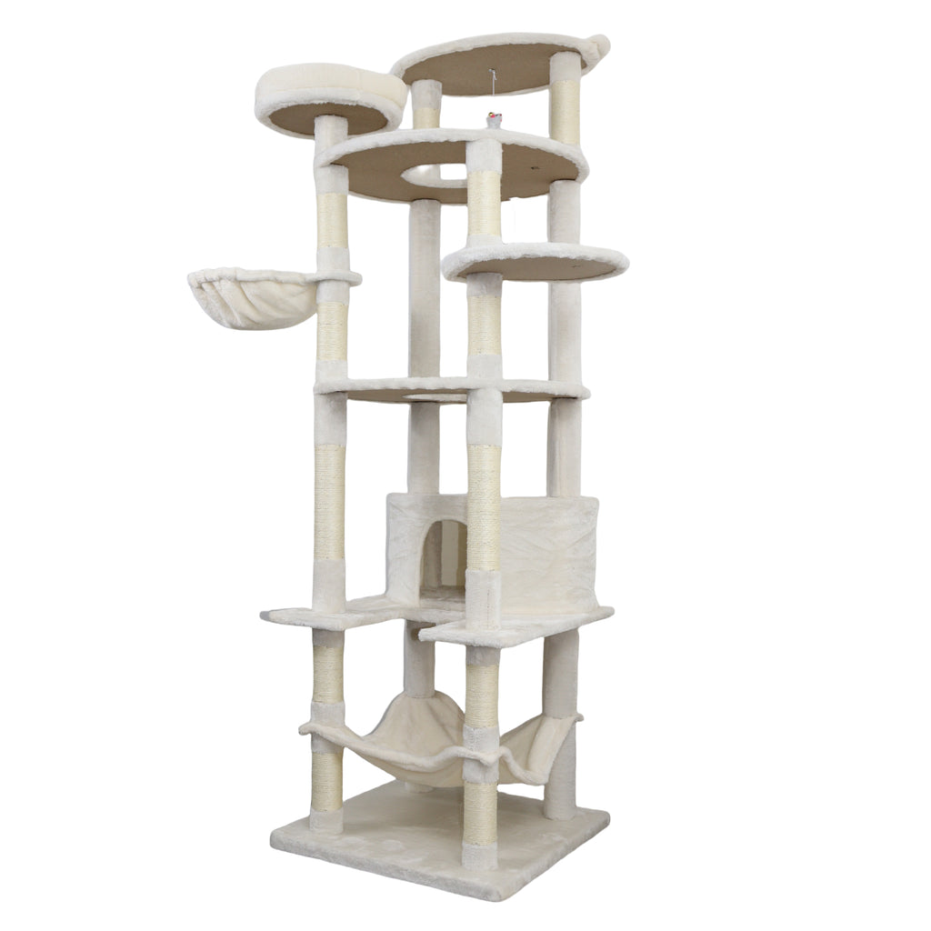 78 dans la tour de chat beige avec grand condo sisal grattement post grand hamac et plateau supérieur