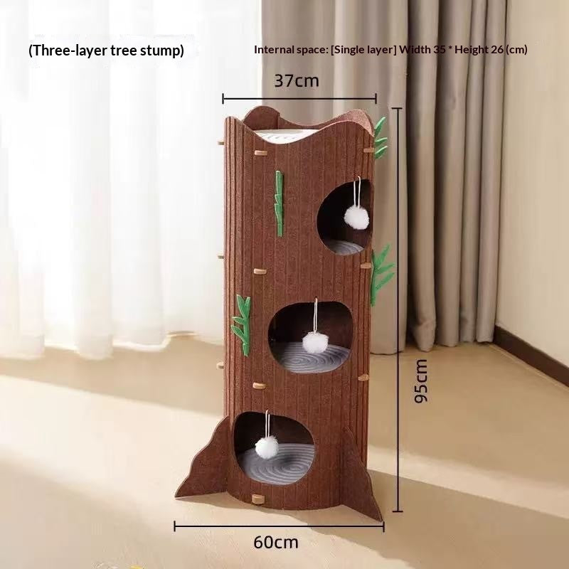 Arbre de chat à plusieurs niveaux avec lit de chat intégré et grotte
