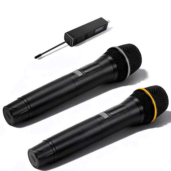 Microphones sans fil UHF Microphones sans fil rechargeables Mics à main métallique Wit