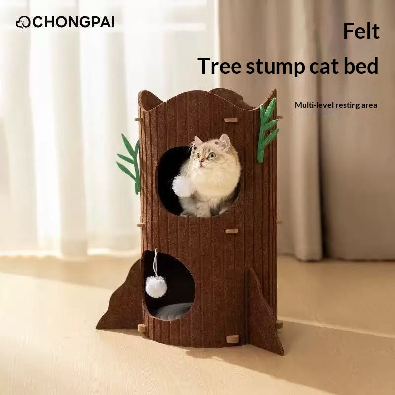 Arbre de chat à plusieurs niveaux avec lit de chat intégré et grotte