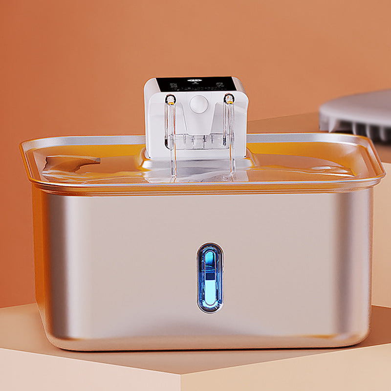 Fontaine d'eau de chat sans fil en acier inoxydable rechargeable