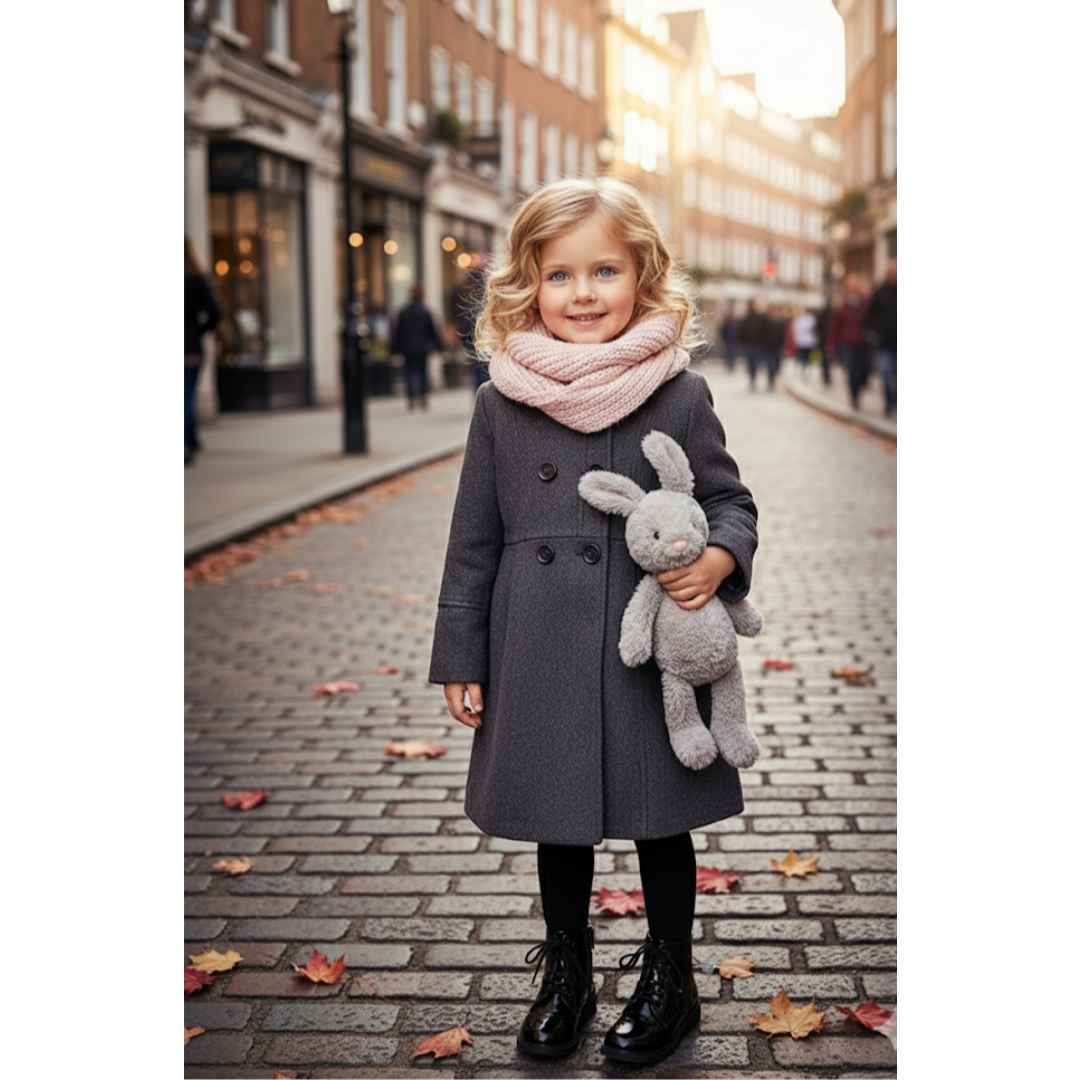 Filles épais chaud long manteau de laine Vintage Hiver manteau Automne 3-9Y