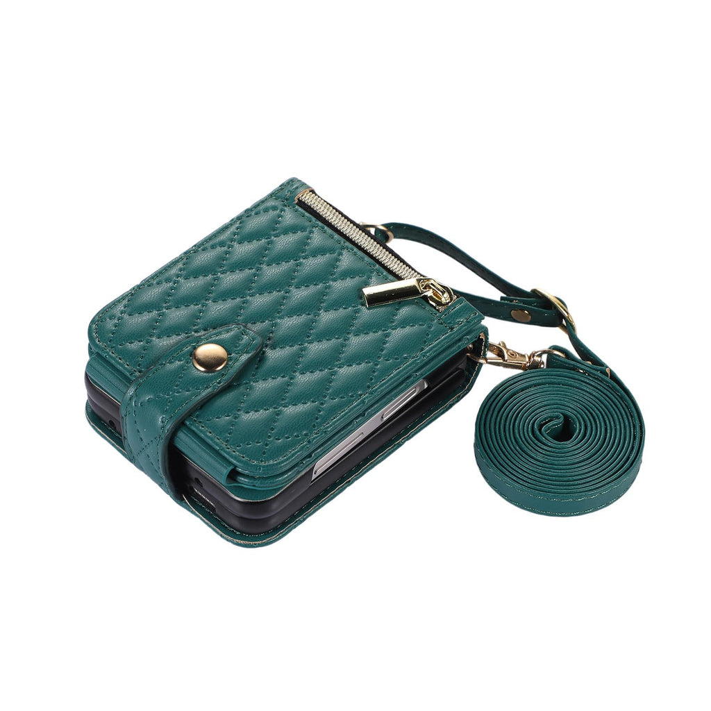 Étui en cuir plongeant sur une épaule couverture de téléphone zipper sac Flip