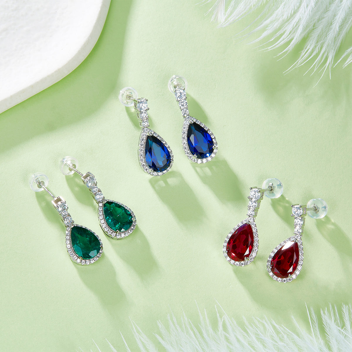 S925 Boucles d'oreilles d'angle en argent sterling Teardrop