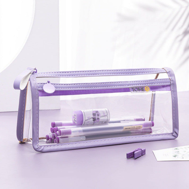 Transparent double couche boîtier crayon examen spécial grande capacité