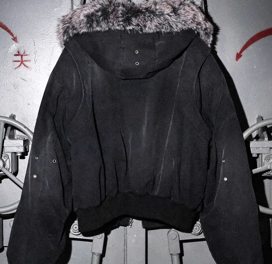 Collier de fourrure Toile lavée Split Mountain Carving Veste