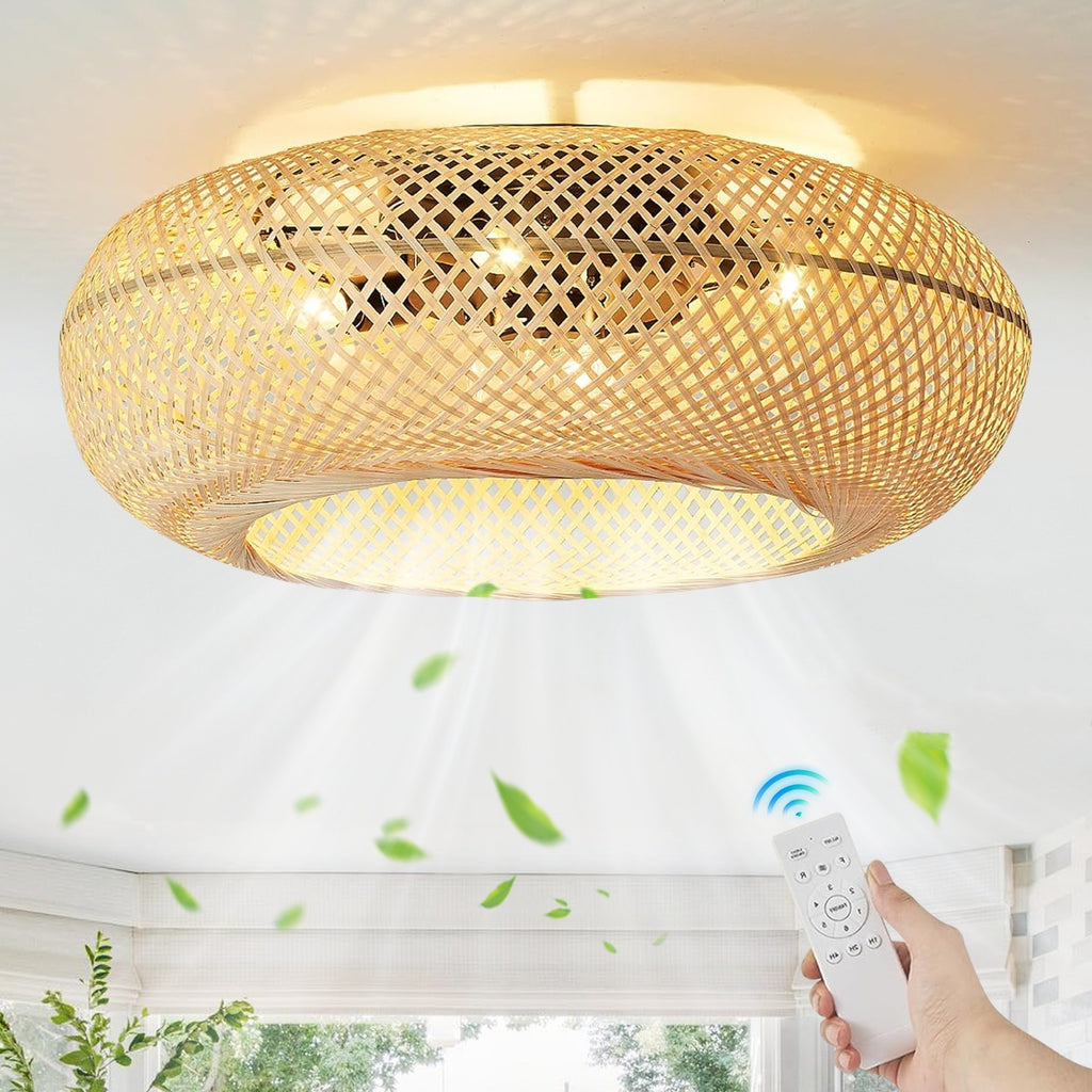 Lumière de plafond télécommandée de style Bamboo-weave
