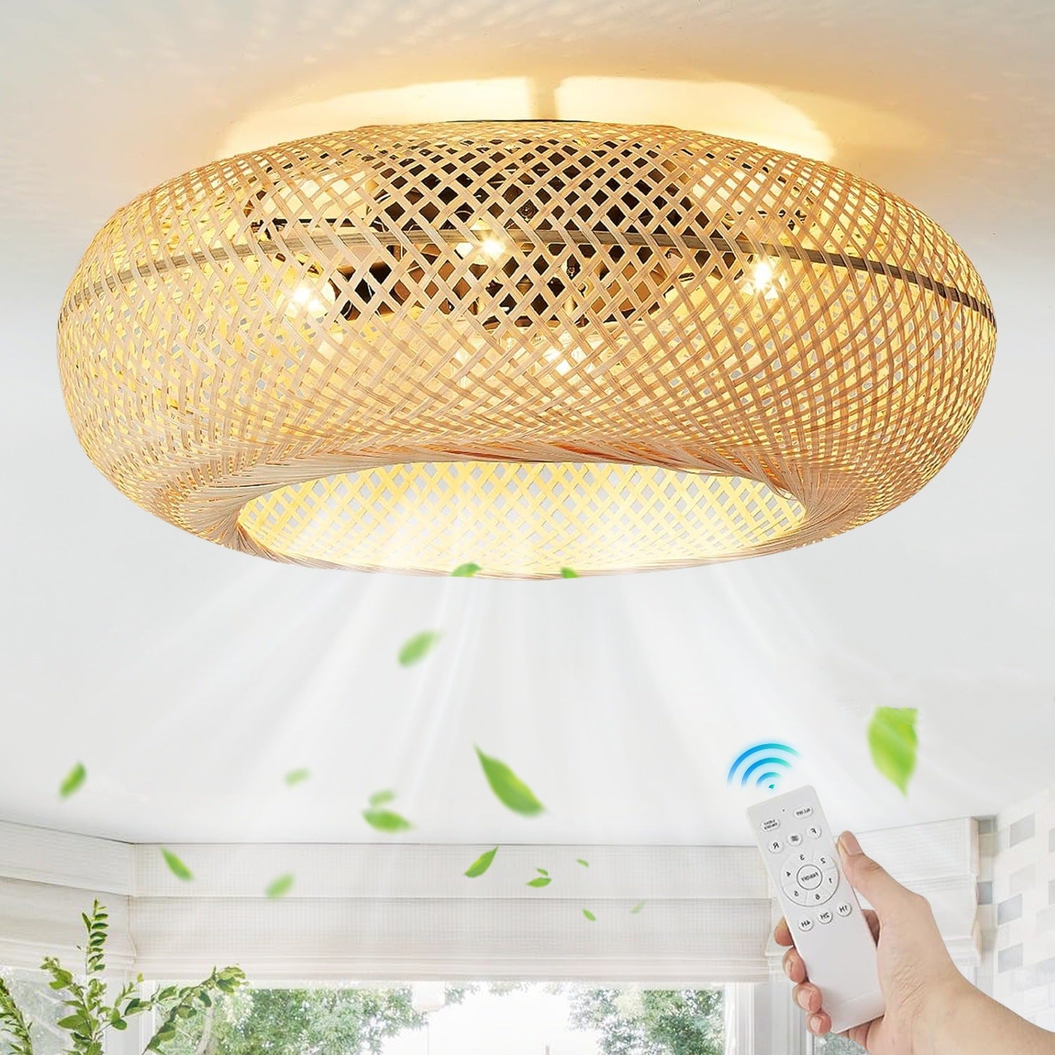 Lumière de plafond télécommandée de style Bamboo-weave