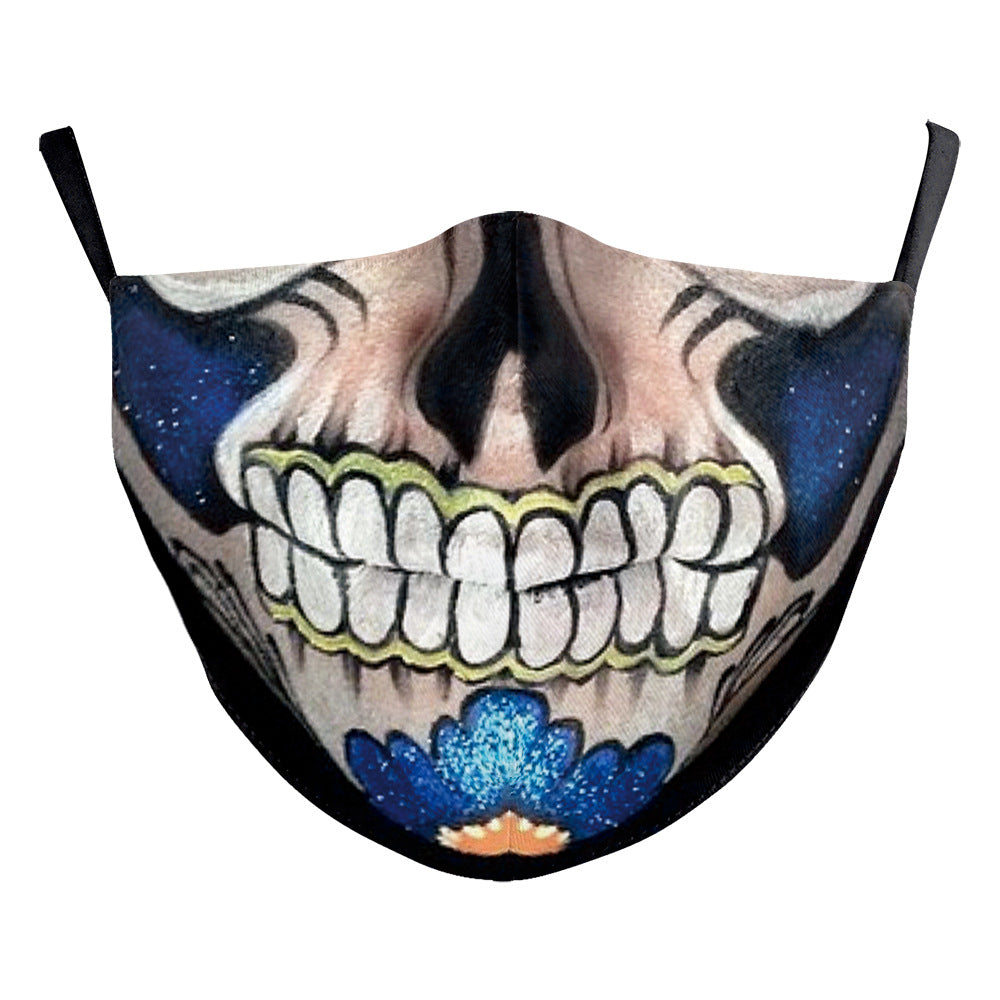 Masque d'impression numérique Halloween double couche en soie de lait