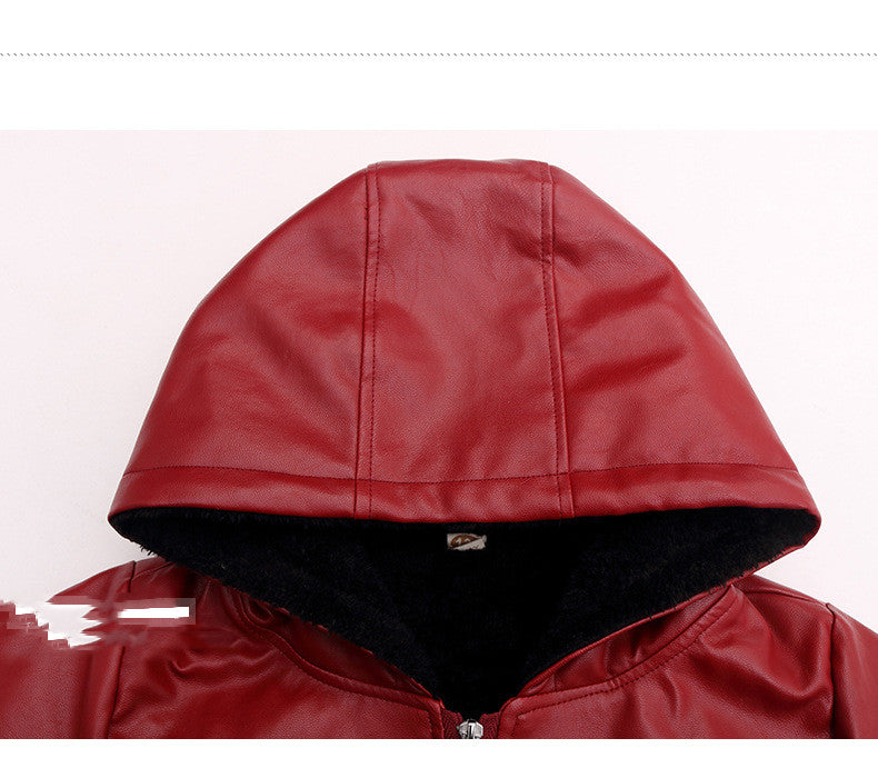Veste en cuir PU Veste à capuche pour enfants