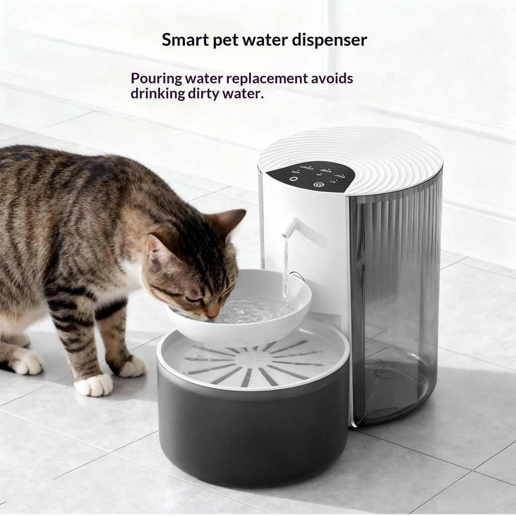 Smart Constante-Température 3L Fontaine d'eau pour animaux avec séparation de l'eau propre et rinçage Mec