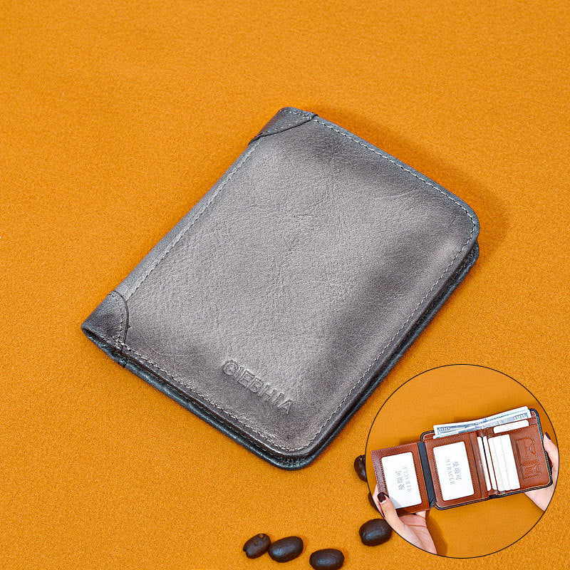 Porte-monnaie en cuir antivol ultra-mince en cuir pour hommes