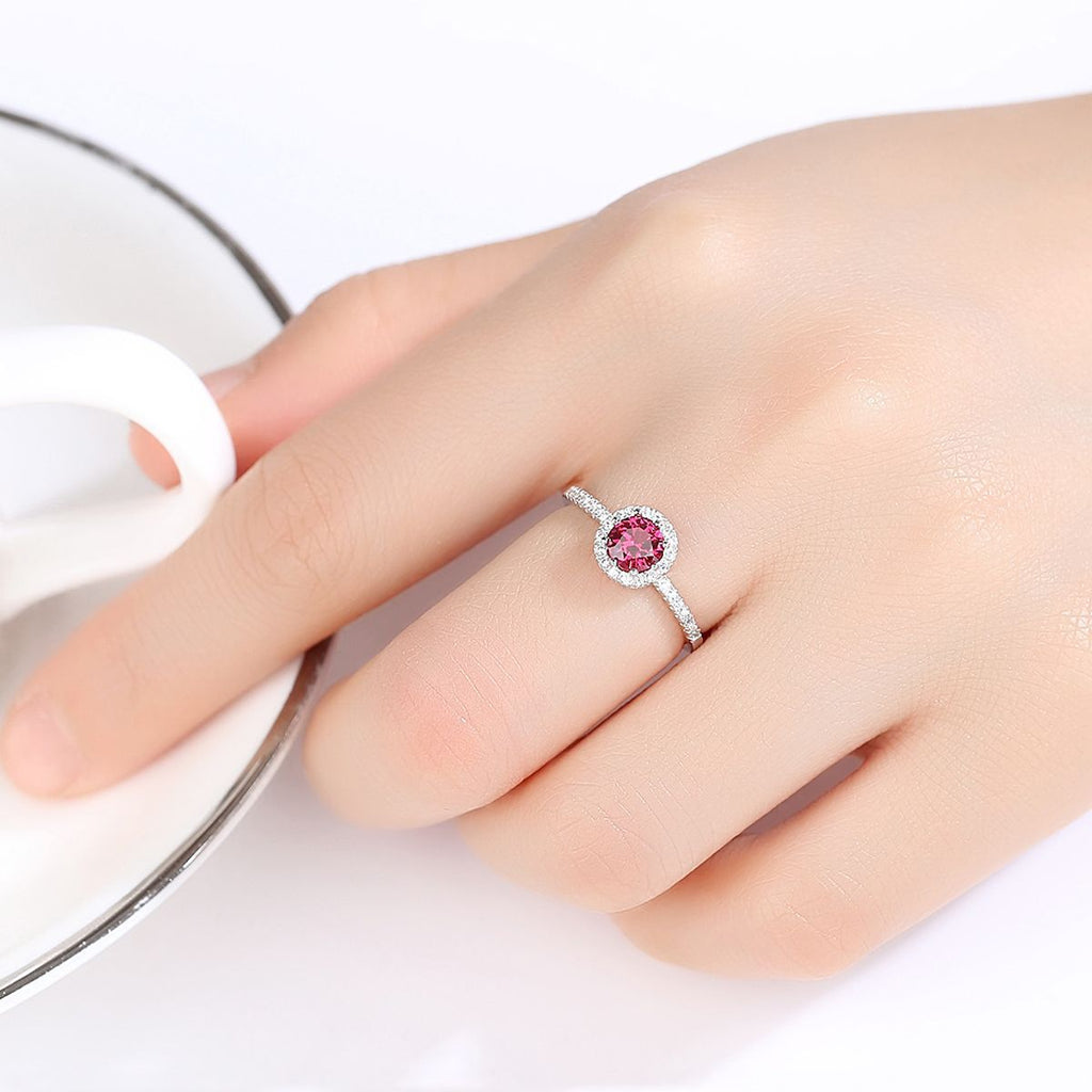 925 Argent anneau rubis diamant unique pour les femmes