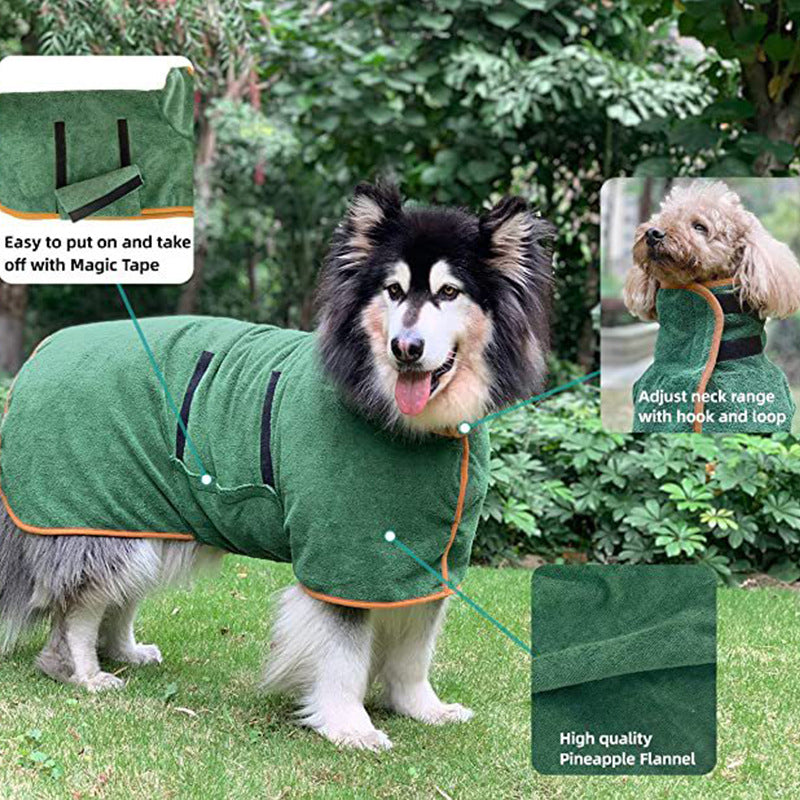 Peignoir de bain pour animaux Serviette de séchage rapide Microfibre Absorbant soft bath Robe Serviette réglable Groomi