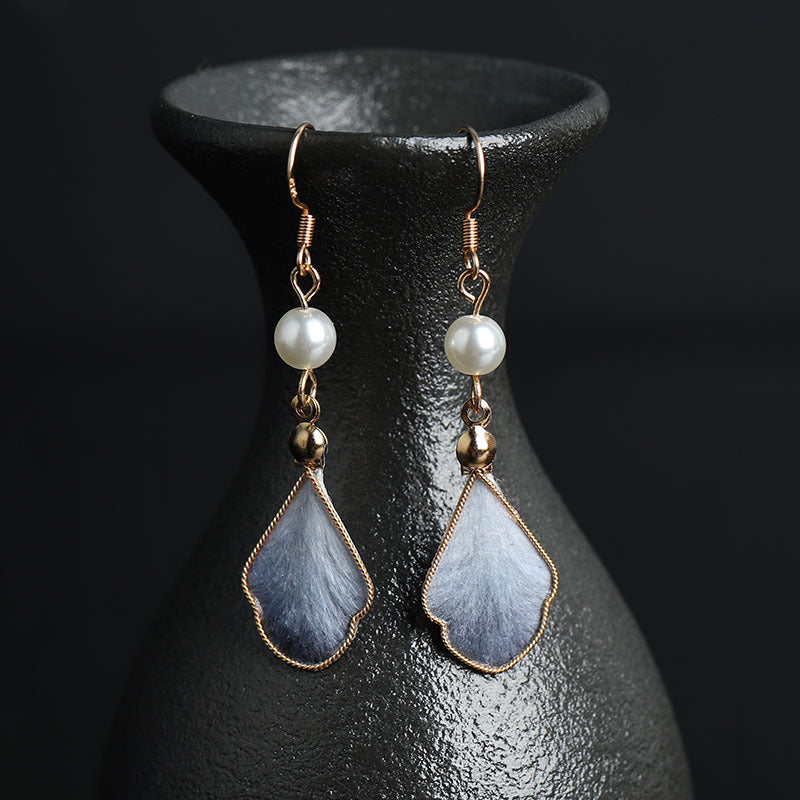 Boucles d'oreilles de fleurs de velours en fil de soie