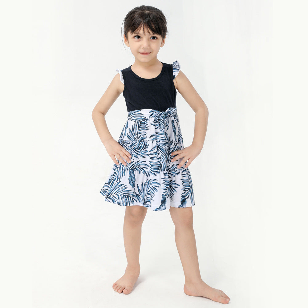Cotton Famille Fashion Print Jupe longue Composition parent-enfant
