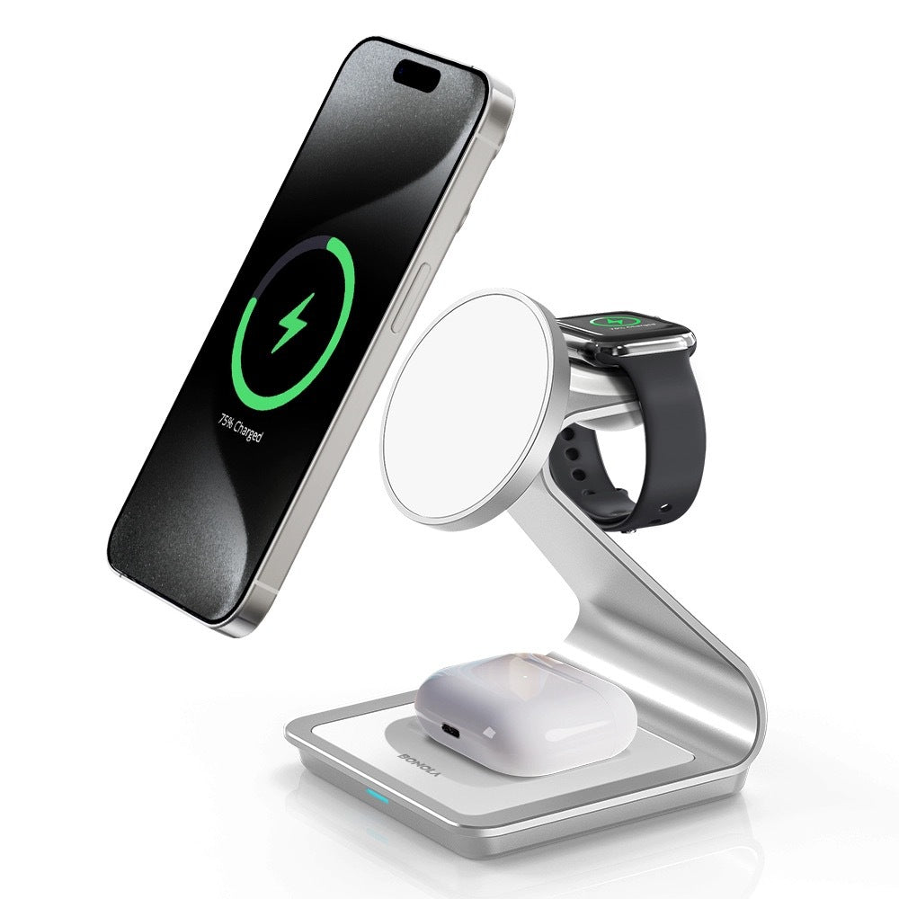 Métal Magsafe Chargeur sans fil magnétique trois en un
