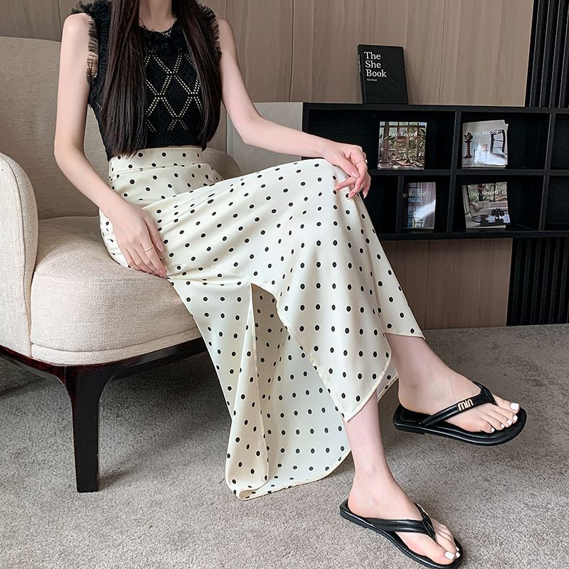 Plus-size Summer Polka-dot Jupe haute taille A-line