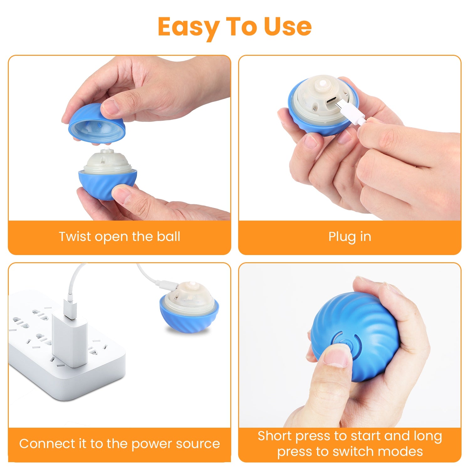 Jouets de chat 1Pc Ball rapide Rolling dans la poche Rechargeable Motion activé Jouets de chat interactifs