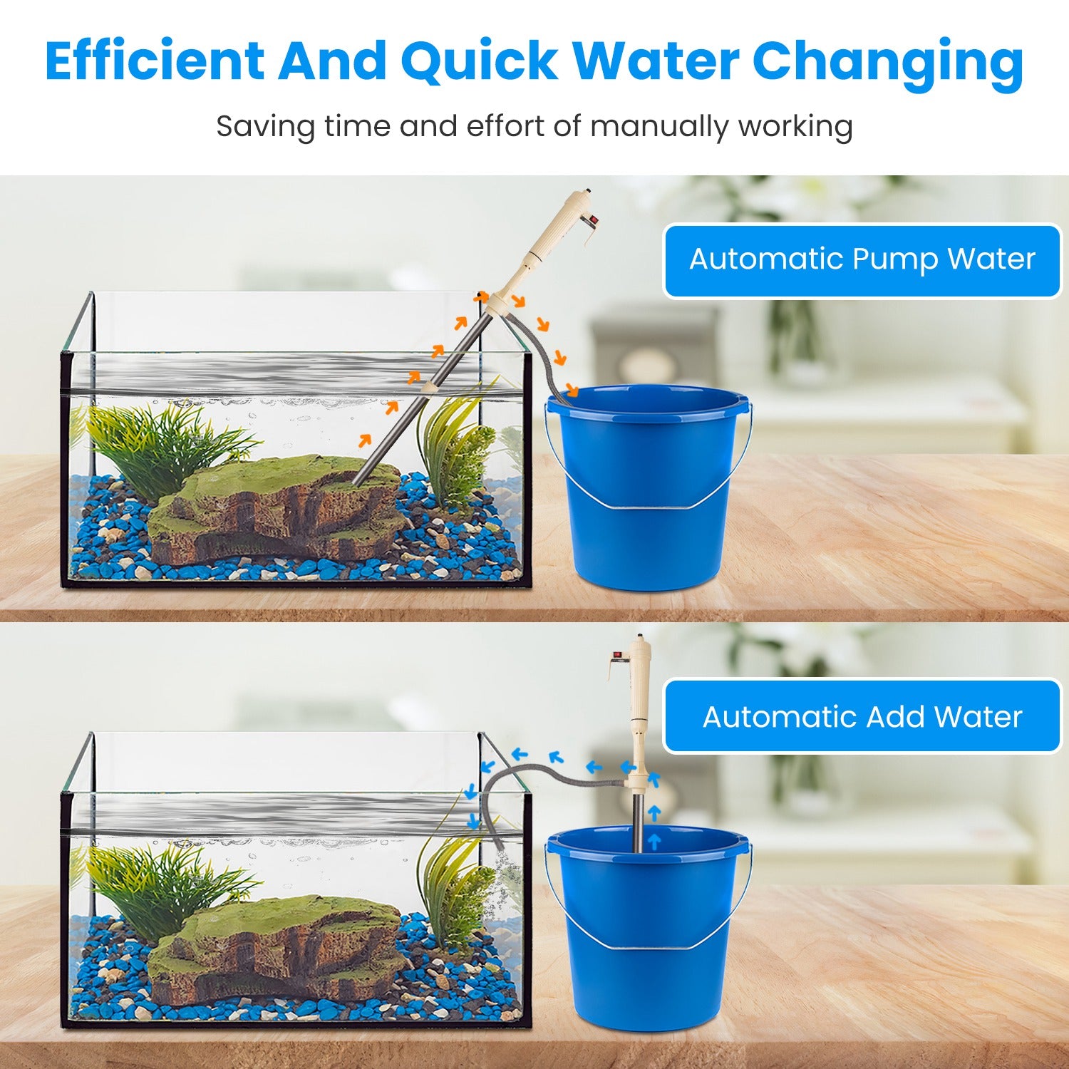 1 Set Multifonctionnel Electric Aquarium Gravel Cleaner Kit Longueur réglable automatique Fis