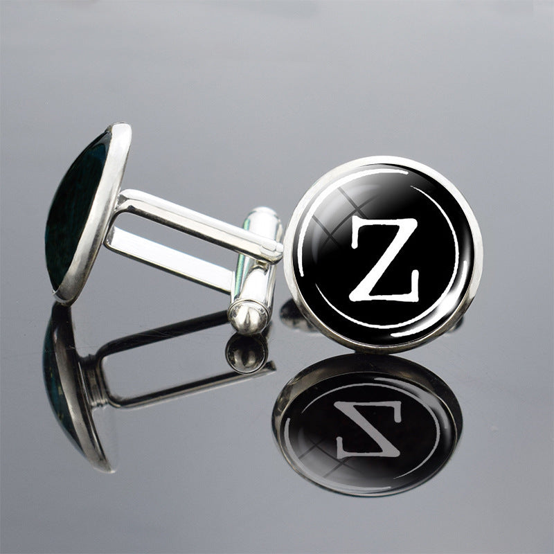 26 Lettre anglaise Cufflinks Metal Time Gem