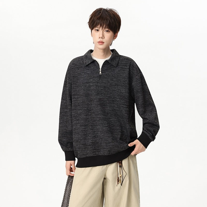 Homme Texturé demi-zip pull à capuche parfait pour l'automne