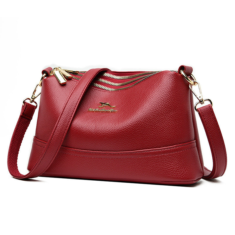 Trendy Trois poches Mini carré épaule croix corps Soft-cuir