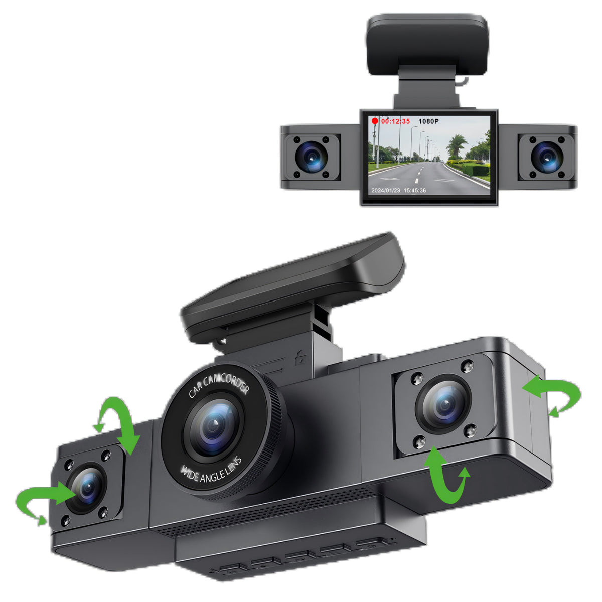 Recorder de conduite 3 pouces HD 1080p avant et arrière gauche
