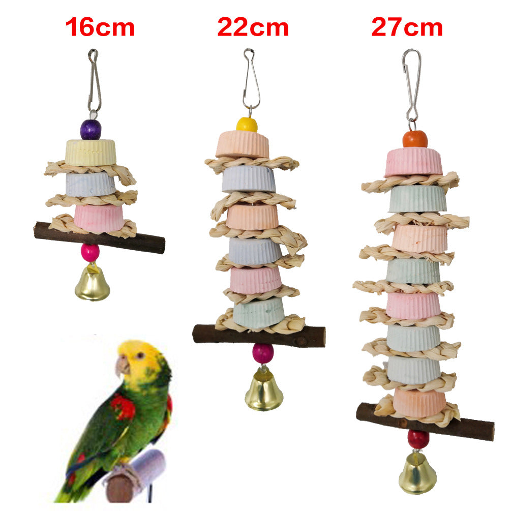 Parrot Supplément de calcium Bite Grinding Stone Bite String Paille de maïs Jouet de musc